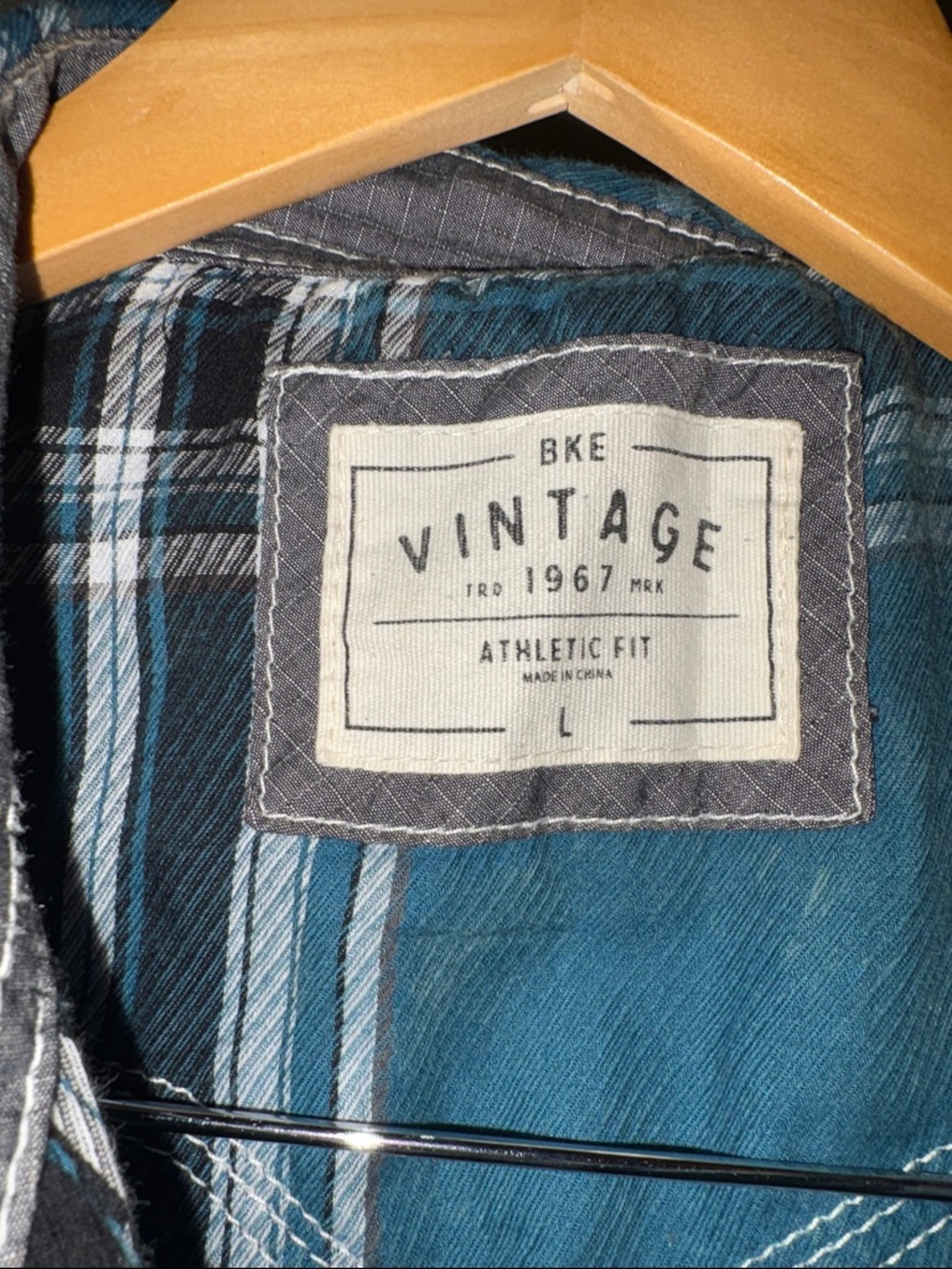 Vintage Teal and Black Plaid Men's Button-Down Shirt NEW WITH TAGS! - Picture 3 of 4